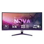 Arozzi Nova 34" Curved Gaming Monitor Va, 3440x1440 Uwqhd, 165hz, 1m - Purple. Fixed Price $239.99.