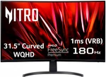 Acer - Nitro Gaming 31.5" Curved Wqhd 180hz 1ms Freesync Premium Monit.... Fixed Price $459.99.