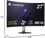 Amzfast 27-in 200hz Curved Gaming Monitor With Speakers - 1080p Fhd Amzg27c1. Fixed Price $95.00.