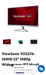 Nib View Sonic 22" Hd Led Monitor. Fixed Price $75.00.