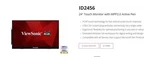 Viewsonic 24' Id2465 Touch Monitor With Mpp 2.0 Active Pen, 10 Point. Fixed Price $1145.36.