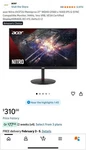 Acer Nitro Xv272u W2 27 Class Wqhd Gaming Led Monitor - 16:9 Black". Fixed Price $219.00.