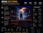 Benq Ex2780q 27" 1440p 144hz Ips Gaming Monitor With Hdri. Fixed Price $110.00.
