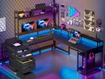 Enhomee 64 X 60 Inches L Shaped Desk With Hutch And Drawers, Gaming Po. Fixed Price $232.74.