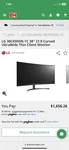 Lg 38ck950n-1c 38" 21:9 Curved Ultrawide Thin Client Monitor. Fixed Price $1000.00.