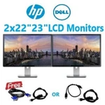 Dual Hp Dell Matching 22" Widescreen Lcd Monitors W/ Stand Cables Vga Dvi Gaming. Fixed Price $89.99.